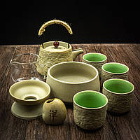 Набір посуду для пиття чаю методом проток з чашою керамічний в зеленому кольорі