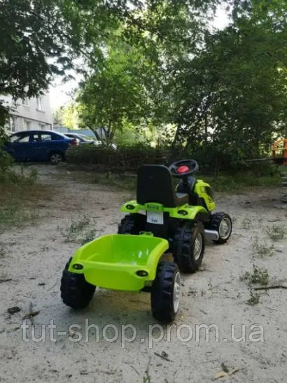 Детский большой трактор с прицепом на педалях зеленый с регулируемым сиденьем Машины на педалях для детей - фото 5 - id-p1775728643