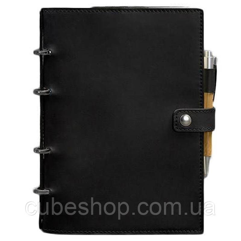 Шкіряний блокнот cофт-бук 9.0 в м'якій обкладинці (чорний) шкіра Crazy Horse