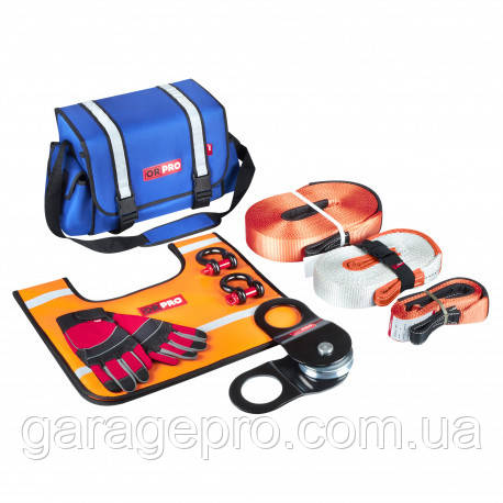 Великий такелажний набір для позашляховика 4х4 (Синя сумка/Динамічна ривкова стропа ORPRO 9 т), фото 1
