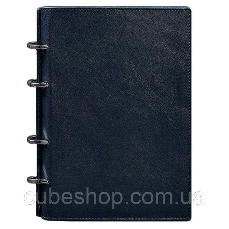 Шкіряний блокнот софт-бук на кільцях 9.0 у твердій обкладинці (темно-синій)