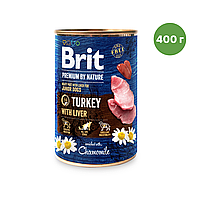 Brit Premium by Nature 400 г индейка с индюшиной печенью Влажный корм для собак