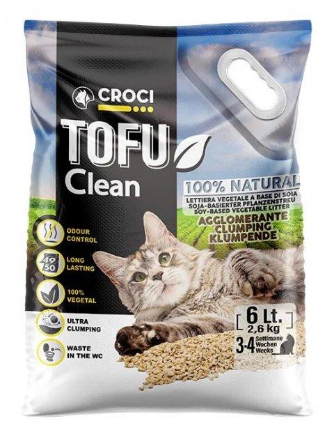 Соєвий наповнювач для котячого туалету Croci Tofu Clean 6 л. Наповнювач тофу для котів і кішок