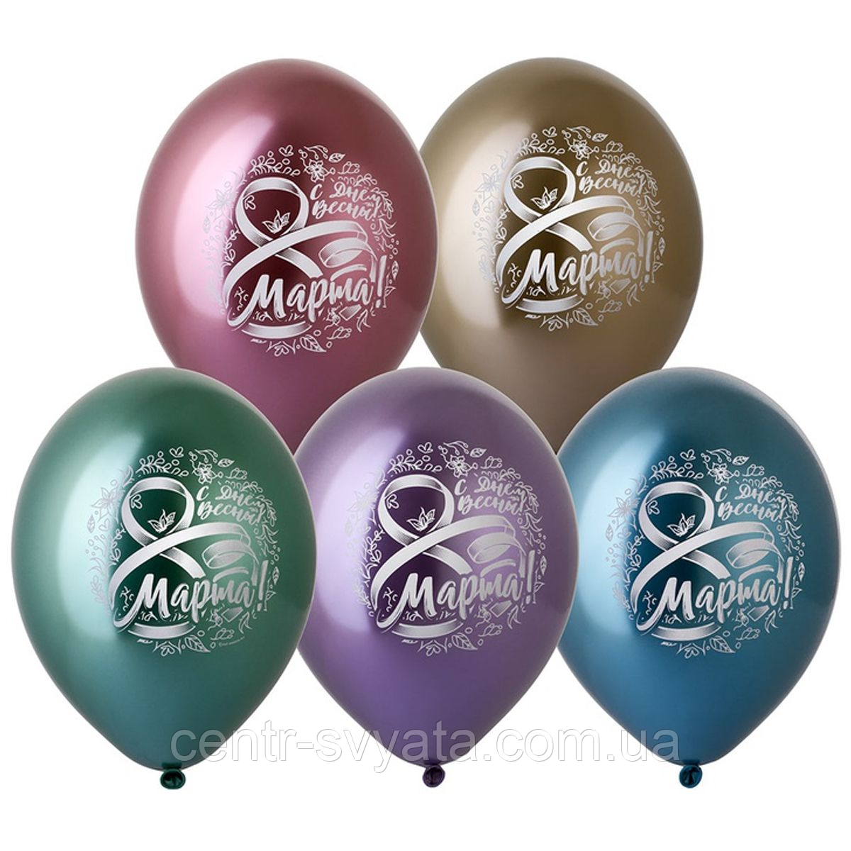 Латексна кулька BELBAL 12"(30 см) 8 Березня (рос) (Хром)