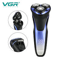 Електробритва акумуляторна чоловіча роторна для вологого та сухого гоління водонепроникна VGR V-306