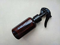125 - 140 мл Коричневый флакон ПЭТ с черным минитриггером, для антисептика 28/410 круглая бутылка пластиковый