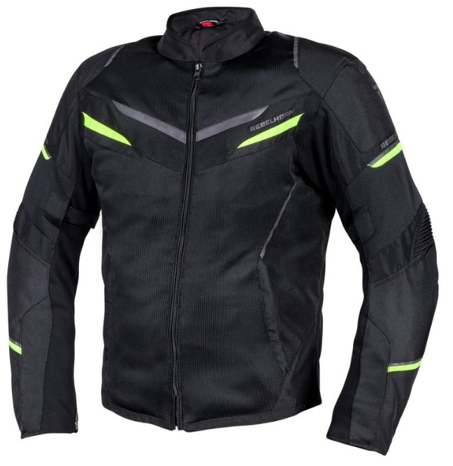 МОТОКУРТКА ТЕКСТИЛЬНА REBELHORN FLUX BLACK/FLO YELLOW
