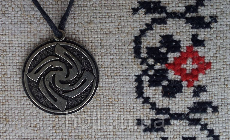 Слов'янський оберіг талісман на шию "Знич", Оберіг має діагональ: 2,5 см, метал, амулет Знич