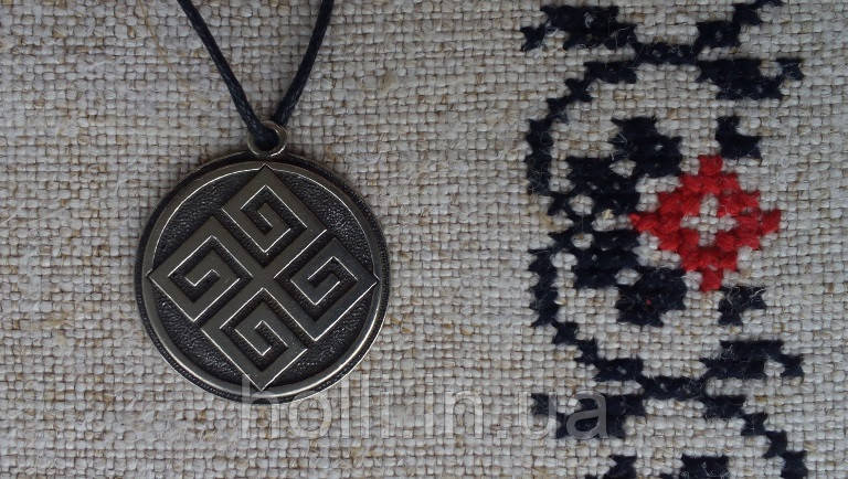 Слов'янський оберіг "Душевна свастика", Оберіг має діагональ: 2,5 см, метал, амулет Душевна свастика