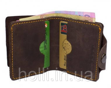 Шкіряний гаманець "Х2" ручної роботи, натуральна шкіра, на кнопці, фото 1