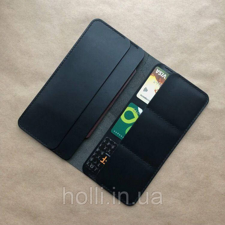 Шкіряний портмоне "Billfold" ручної роботи, натуральна шкіра, на кнопках магнітах, клатч, гаманець
