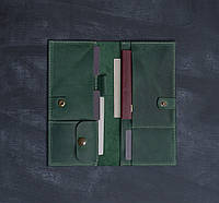 Тревел-кейс гаманець, портмоне "Emerald" ручної роботи, натуральна шкіра, на кнопці