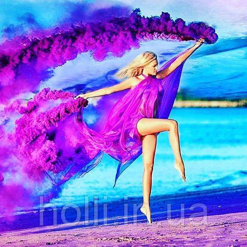 Ручний фіолетовий кольоровий дим, димова шашка, довга рукоятка, 60 секунд, Кольорові димові шашки, фото 1