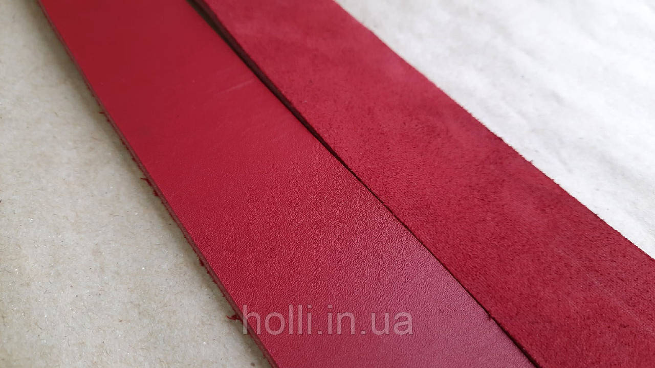 Заготовки для ременів червона смужка з натуральної шкіри, Заготівля для ременя червона, смужки зі шкіри