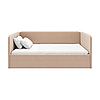 Дитяче кутове ліжко з бортиком м'яке MeBelle SONNI 80х190 для дітей, підлітків, бежевий молочний велюр, фото 5