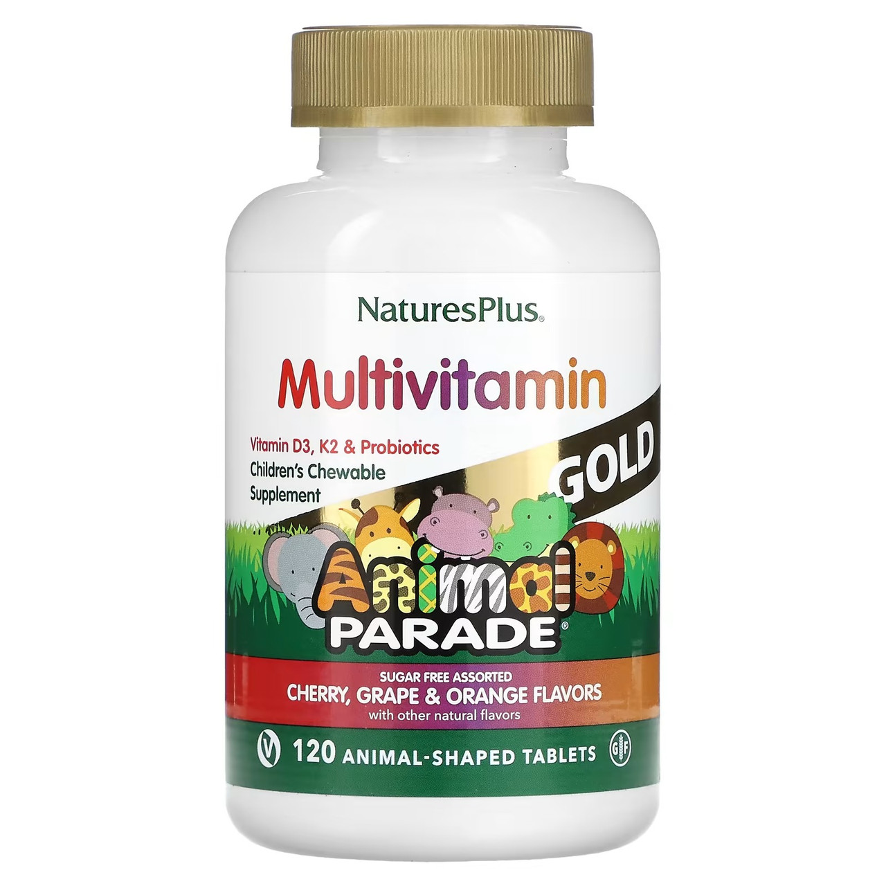 Мультивітаміни мінерали з пробіотиками для дітей Nature's Plus Animal Parade Gold 120 таблеток у вигляді тварин