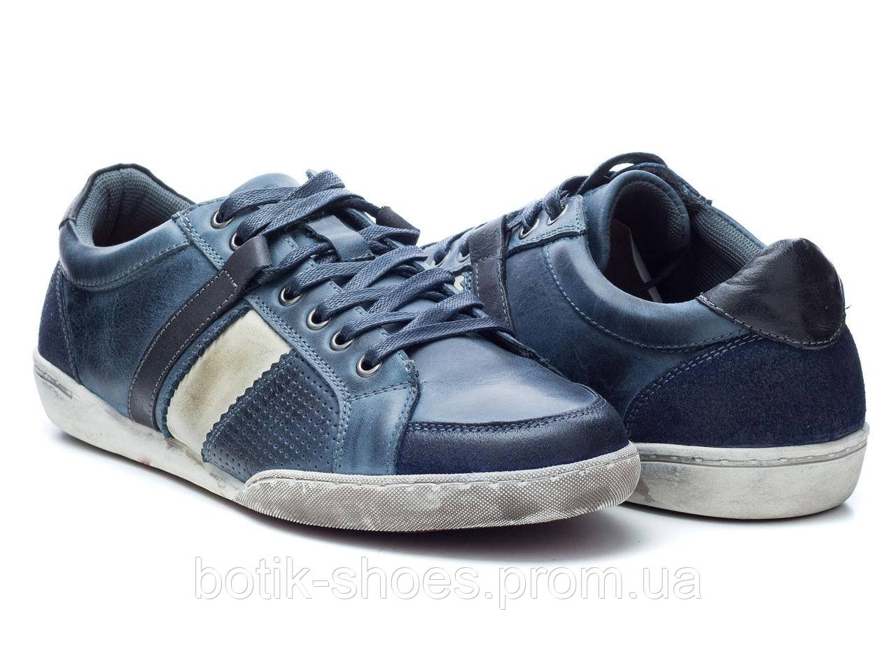 Мужские кожаные спортивные туфли кроссовки повседневные удобные лёгкие польские синие 45 размер Mazaro SD62-13 - фото 4 - id-p242749421