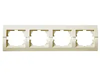 Рамка для розеток / выключателей 4-ая горизонтальная LEZARD Deriy крем