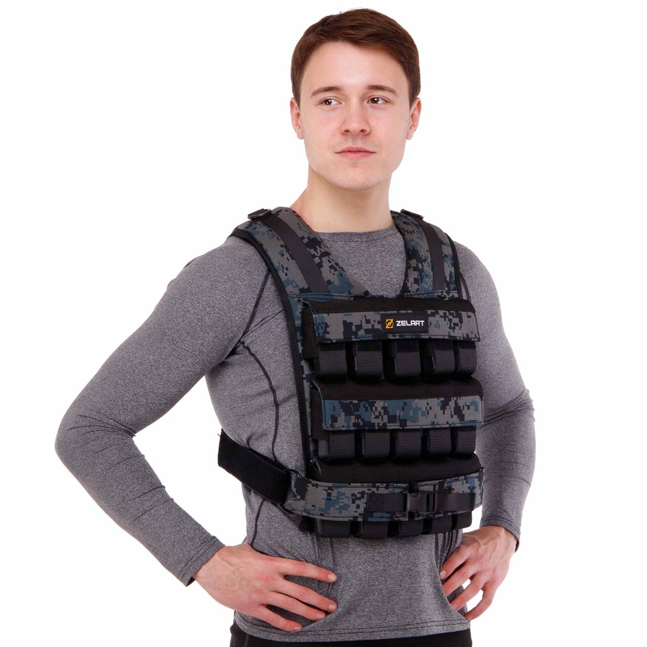 Купить Жилет утяжелитель с регулировкой веса Zelart TA-7817-30 вес-30кг ...