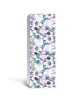 Наклейка на холодильник Акварель колокольчик пленка самоклейка ПВХ 65*200см Цветы Голубой
