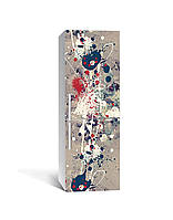 Наклейка на холодильник Брызги краски Кляксы пленка самоклейка ПВХ 65*200см Абстракция Серый