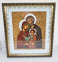 Ікона Свята Сім’я із бурштину 32×28 см