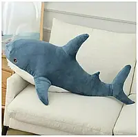 Большая мягкая игрушка Акула из икеа Синяя 100 см, Подушка игрушка Акула