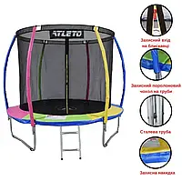 Батут Atleto 312 см с внутренней сеткой с лестницей multikolor детский каркасный спортивный батут Польша