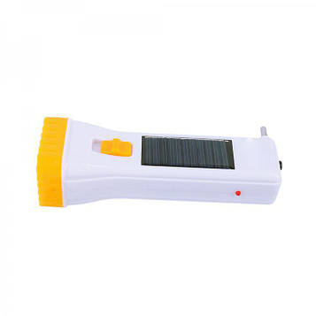 Ліхтар акумуляторний світлодіодний із зарядкою від сонячної батареї та мережі 145*30 мм жовтий