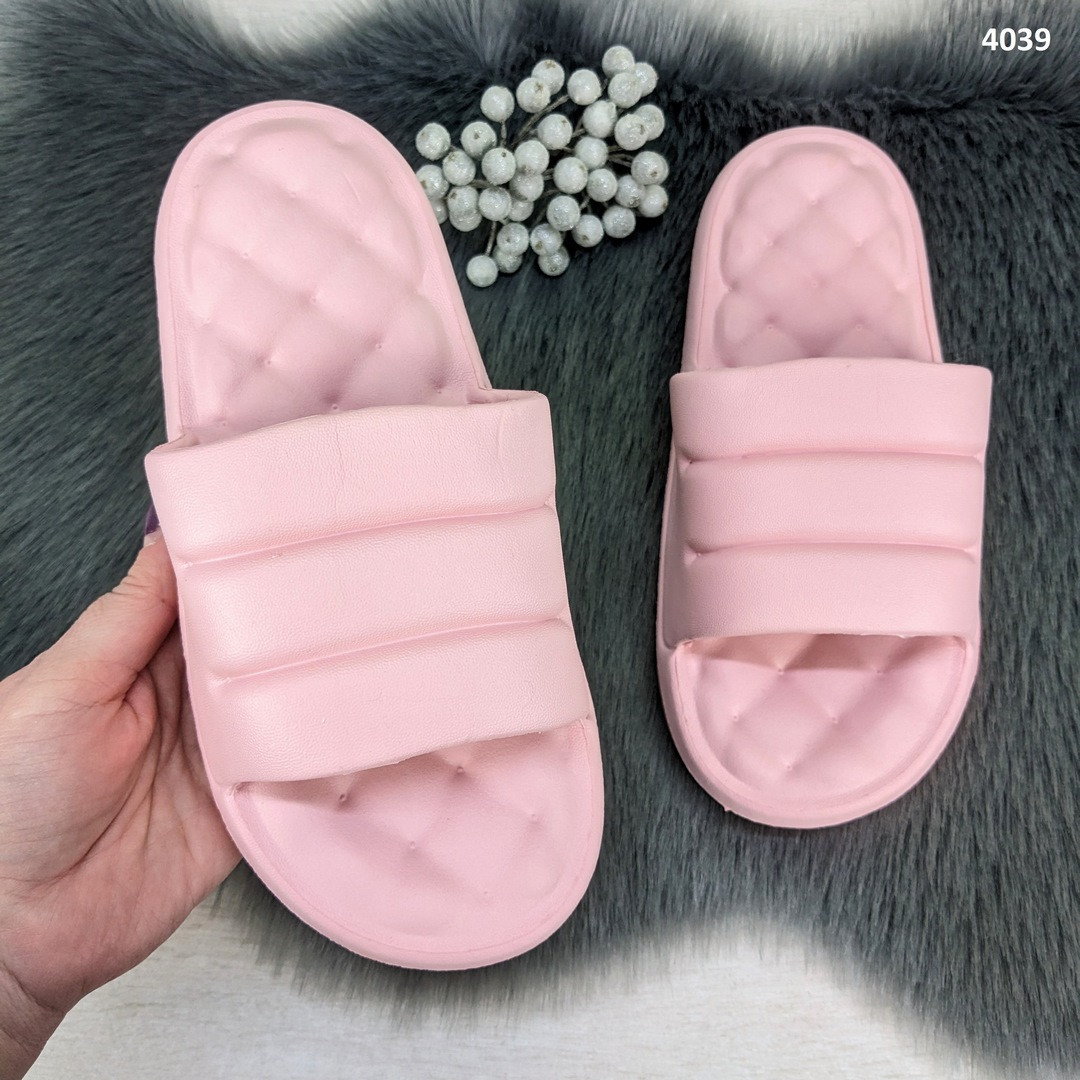 Шльопанці жіночі сланці пінкові пудрові на об'ємній підошві