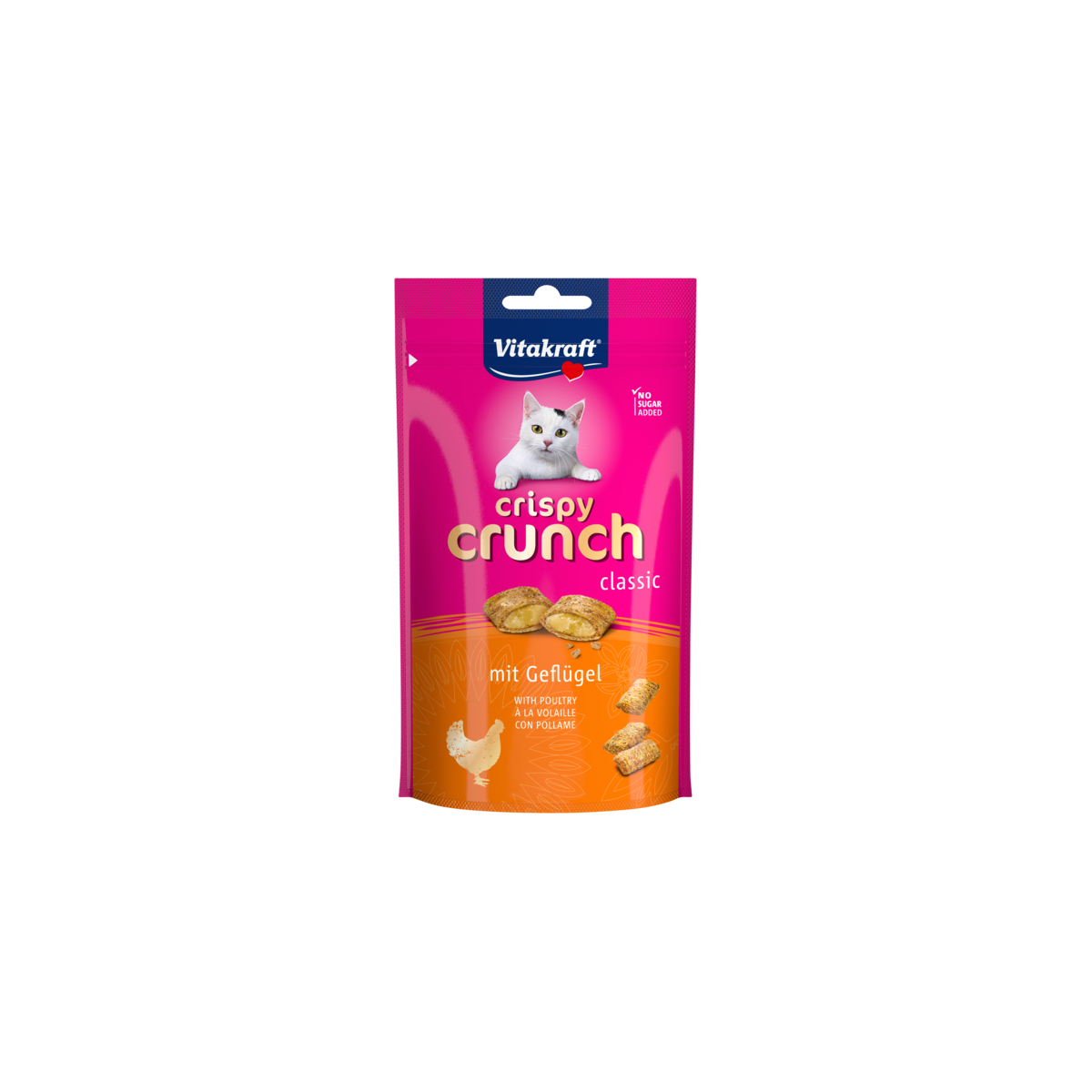 Ласощі для кішок Vitakraft Crispy Crunch хрусткі подушечки з м'яса птахів 60 гр