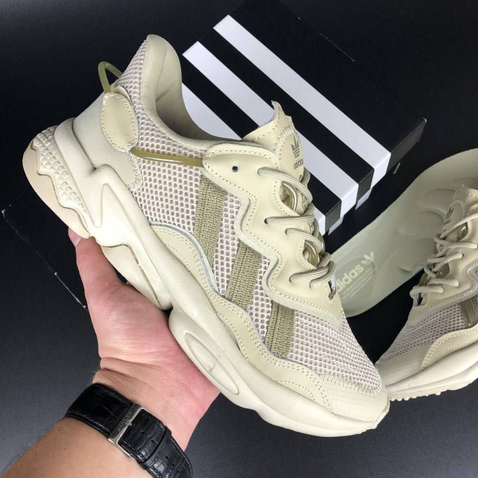 Чоловічі кросівки Adidas Ozweego замшеві сіточка стильні молодіжні бежеві