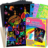 Scratch Paper Gift ZMLM Scratch Paper Art-Crafts Gift: 2 Pack Bulk Rainbow Magic Paper Supplies Toys for