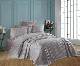 Покривало з наволочками 240х260 см на двоспальне ліжко, покривало 240 260 шенілове Туреччина Сірий