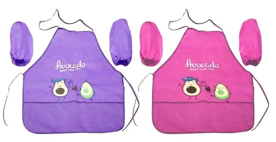 Фартух із нарукавниками Авокадо рожевий і фіолетовий 13888