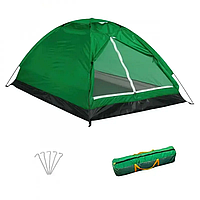Палатка двухместная для кемпинга и туризма с чехлом, Зеленый