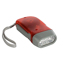 Фонарь ручной динамический Watton WT-092, фонарик с динамо машиной, Красный