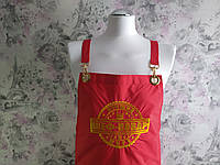 Фартук женский для готовки с надписью красный с вышивкой подарок женщине жене 02953