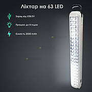 Прожектор-ліхтар світлодіодний акумуляторний KDHJ KD-715 на 63 Led акумуляторний світильник