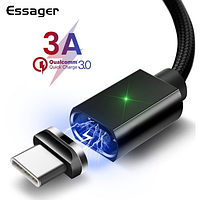 Магнитный кабель черный ESSAGER USB Type-C 3 метра