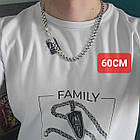 Масивний чоловічий срібний ланцюжок плоский бісмарк 70 г срібло чорнене 925 проби ланцюг на шию, фото 5