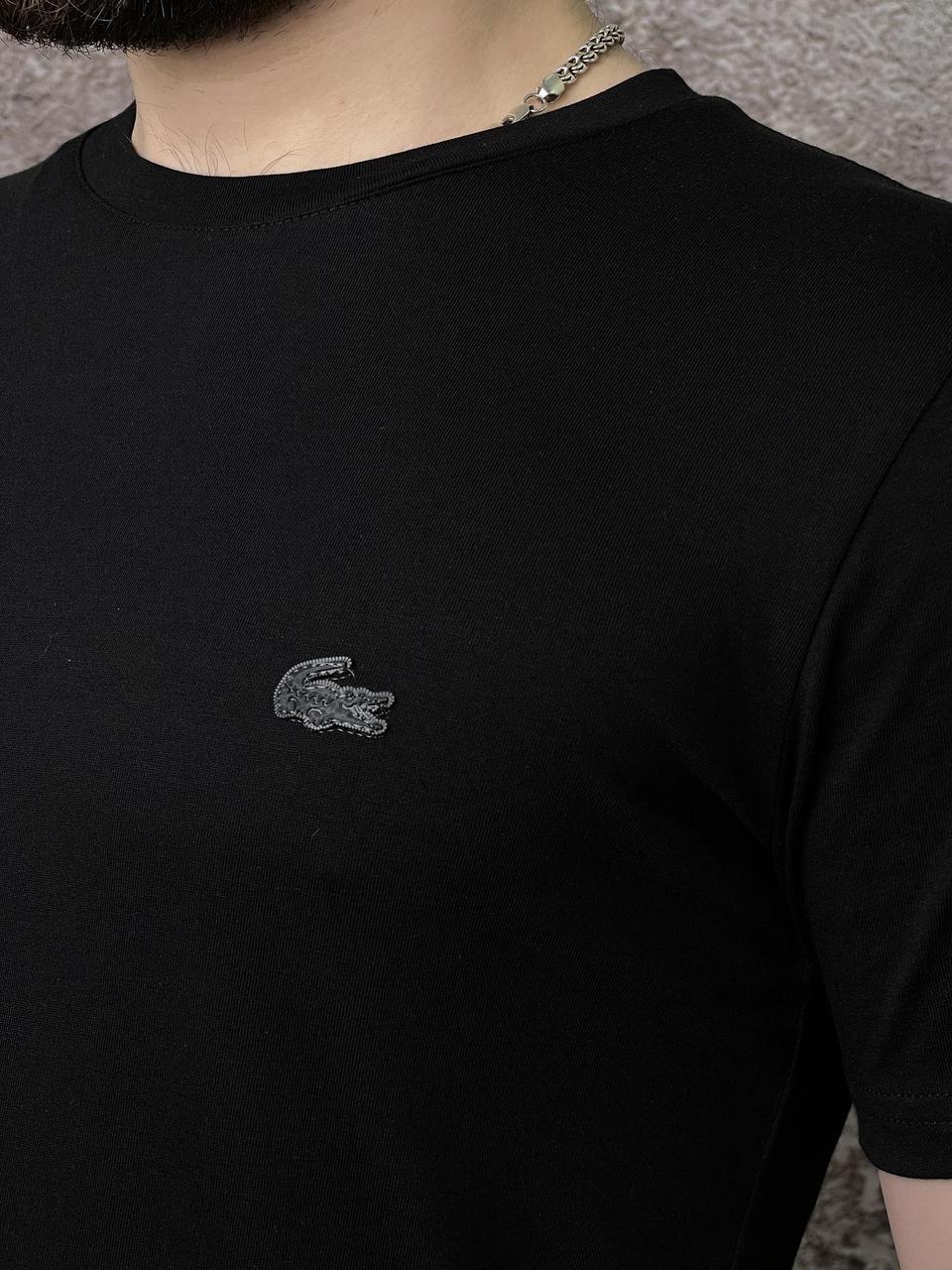 Футболка мужская Lacoste черная спортивная брендовая повседневная качественная модная крутая для мужчин КМ - фото 6 - id-p1775927389