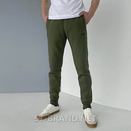 S,M,L,XL,2XL. Утеплені чоловічі спортивні штани, трикотаж тринитка - хакі, фото 1
