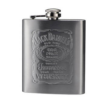 Металева фляга, для віскі, Jack Daniels, (Джек Деніелс), 0.2 л, подарункова фляжка для алкоголю (ST)