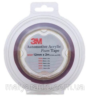 Скотч двосторонній 3M 6008F 2м (товщ. 0.8мм) тем-сірий 6 mm* 2 m