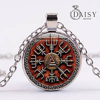 Подвеска амулет кулон Ожерелье Vegvisir с компасом викингов и Рунический амулет, ожерелье с символом воина