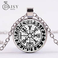 Подвеска амулет кулон Ожерелье Vegvisir с компасом викингов и Рунический амулет, ожерелье с символом воина