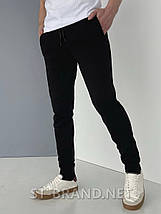 46,48,50,52,54. Утеплені чоловічі спортивні штани на манжеті з якісного трикотажу - чорні, фото 2