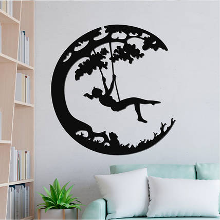 Панно декоративне картина на стіну Дівчина на гойдалці LED 16 кольорів пульт 400х380 acr-p000076, фото 1