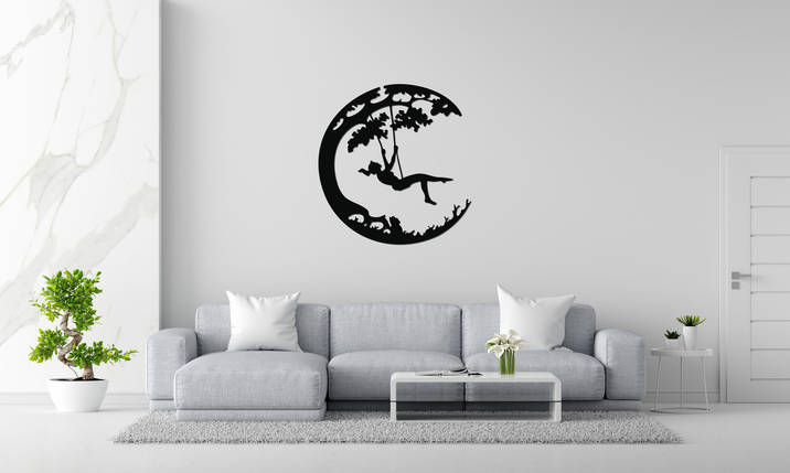 Панно декоративне картина на стіну Дівчина на гойдалці LED 16 кольорів пульт 400х380 acr-p000076, фото 2